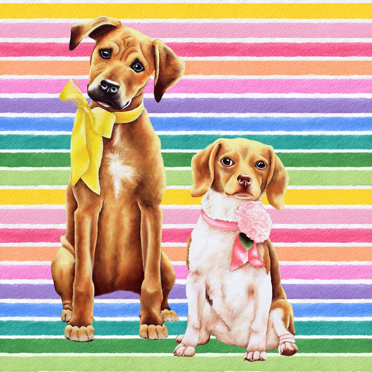 Beagle Besties In Full Color Flat Notecard