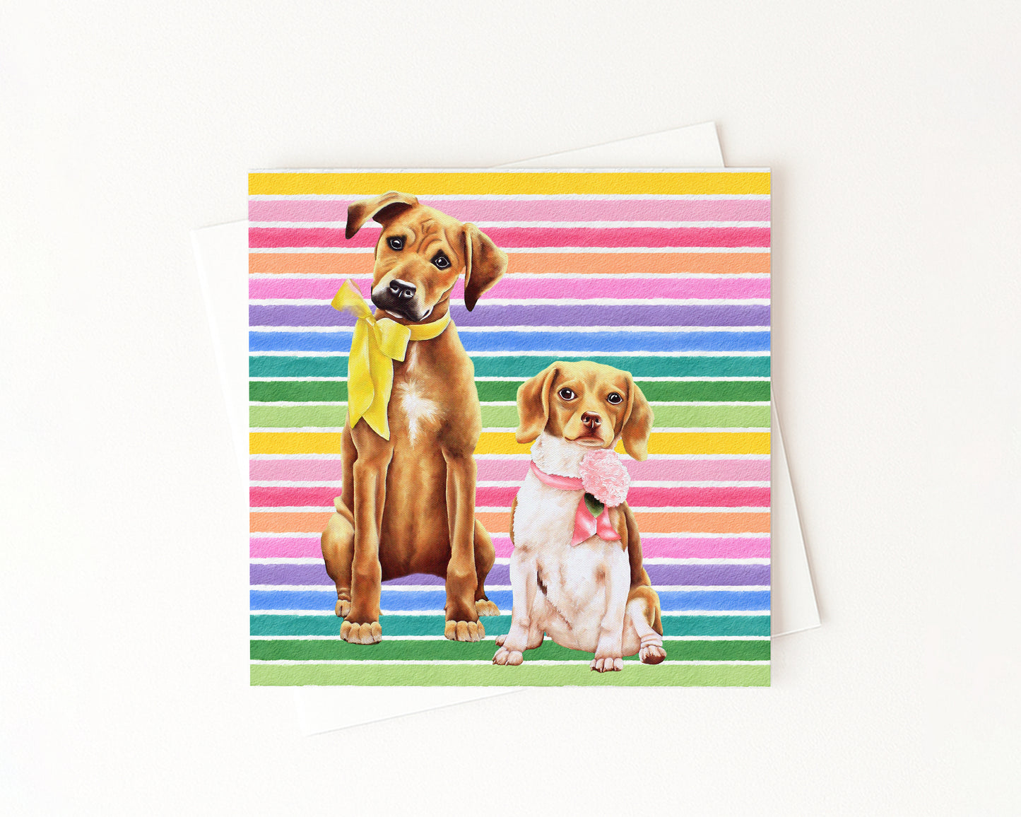 Beagle Besties In Full Color Flat Notecard